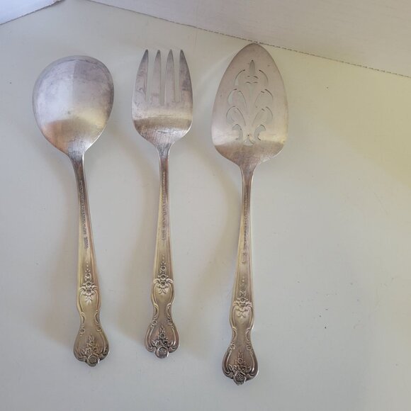 Vintage Wm. Rogers Inspiration-Magnolia Silver-Plated Flatware Set Of 8 Serving - Picture 5 of 8